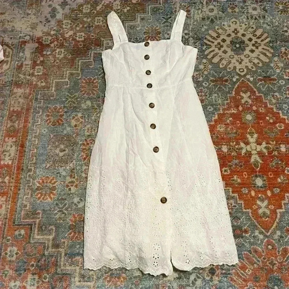 Gap white button down eyelet embroidered sundress sleeveless - Picture 1 of 7